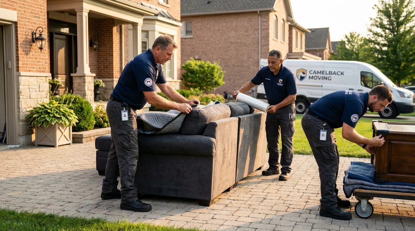 Large estate moving crew wrapping furniture in Seagraves, TX